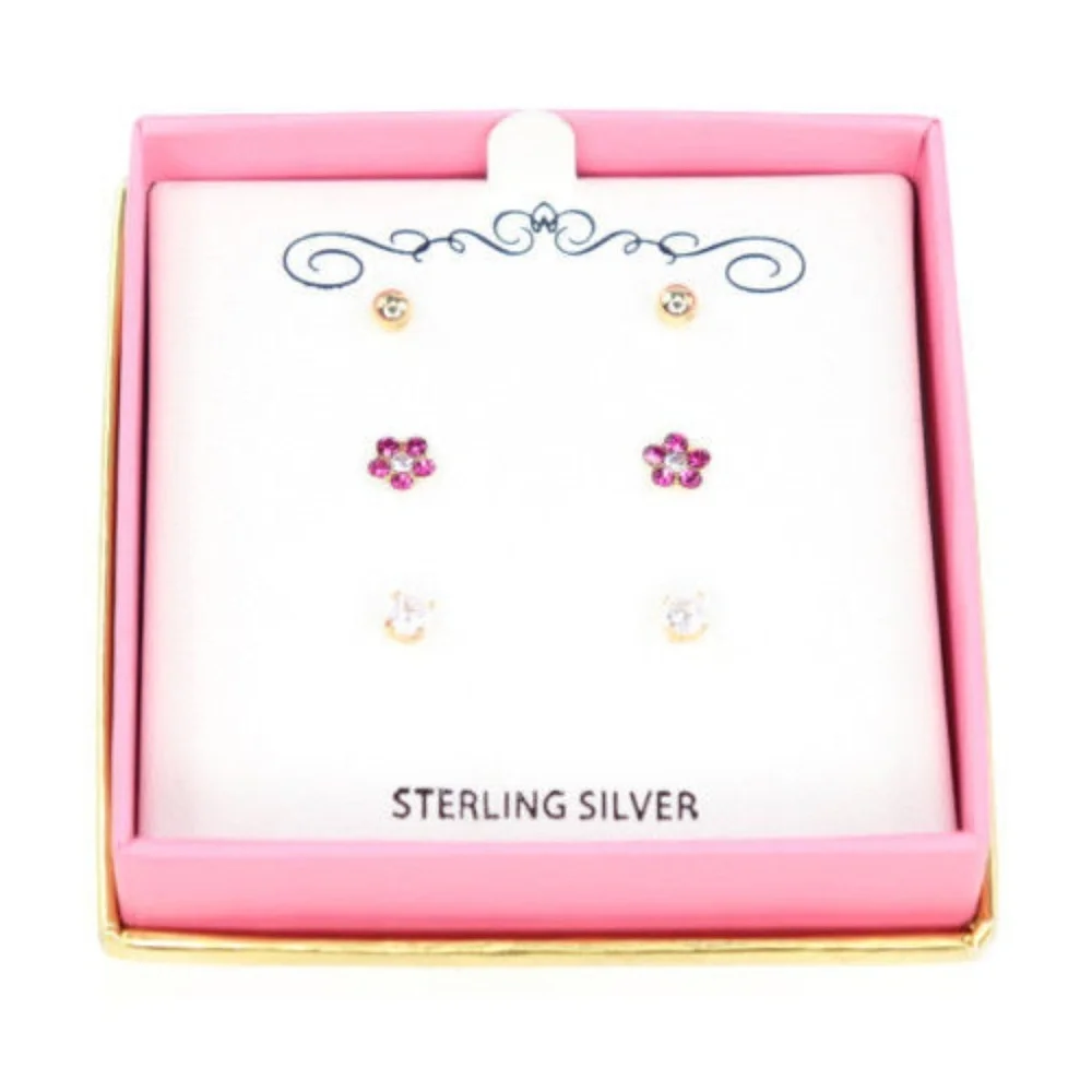 18K Gold Over Sterling Silver Girls Studs